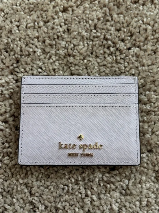 Kate Spade- Light Lilac Saffiano Leather Card Case with Gold Logo - Picture 1 of 4